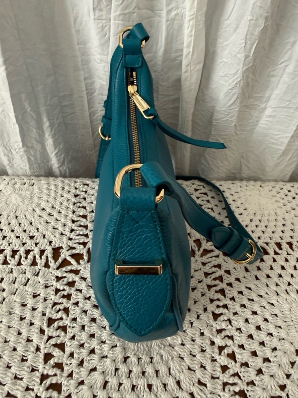 Talbots Teal Leather Crossbody Bag - Picture 5 of 12